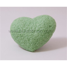 Forme du coeur Nettoyage du visage Éponge Dry Grean Tea Konjac Sponge